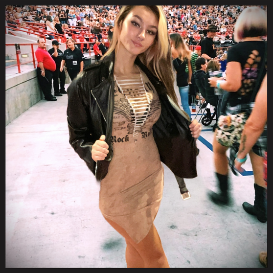 Tan Color Rock & Roll Acid Wash Look Shirt-Dress with Ripped V-neck and Bottom side slit