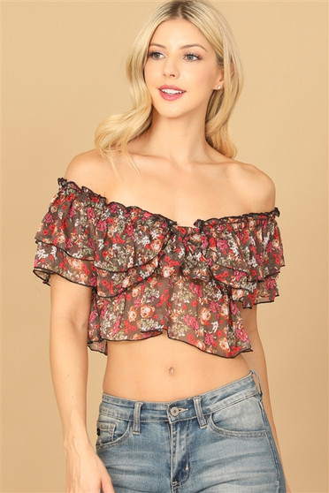 Red Floral crop top Red Floral crop top