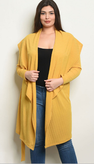Womens Fashion Wrap Coat Mustard Color in Plus Sizes