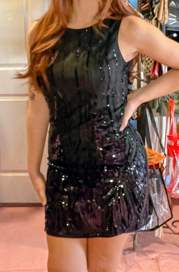 Blue and Black Sequins Dress