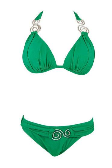stunning emerald green two piece swim suit