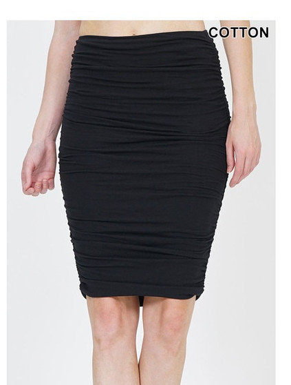 Womens Fashion Black Ruched Skirt