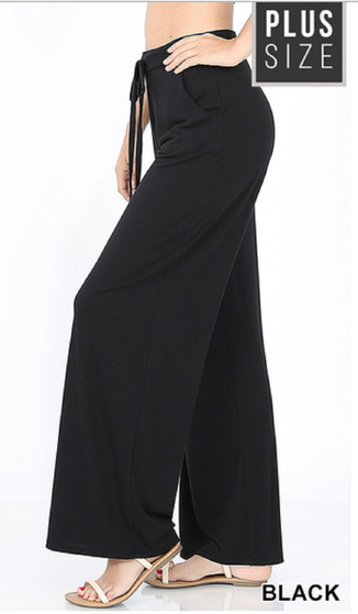Womens Fashion Plus Size Lounging Pants in Black