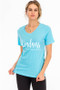 Womens Graphic Screen Printed Soft Washed V-Neck Women's Fit T-Shirt - Kindness is contagious