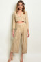 Womens Fashion 2 Piece Pinstripe Nude & White Crop Top & Pants Suit