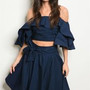 Navy 2 Piece Crop and Skirt Set
