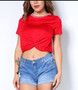 Womens Fashion Striped Trim Crop Top with a Twist!