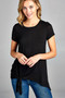 WOMENS FASHION SHORT SLEEVE ROUND NECK w/SIDE KNOT IN PINK & BLACK