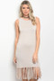Knit Beige Fringe Bottom Dress
