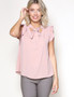 Womens Fashion Cute Pink Ruffle Sleeves with Neck Tie Bow!