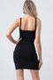 Fashion 2by2 ribbed fabric clingy Button down dress in Black - Soft to Touch (Back View)