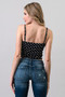 Women Black & White Polka Dot Crop Top - Soft to Touch (Back View)
