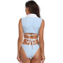 Womens Fashion 3 Piece Powder Blue and White Bikini Swim Suit