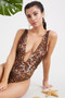 Womens Fashion Leopard 1 Piece Belted SwimSuit