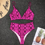 Womens Fashion Pink 2 Piece Python Print Bikini Swimsuit