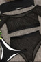 Womens Fashion Black Four Piece Mesh Rebel Yell Swim Suit