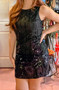 Blue and Black Sequins Dress
