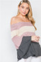 Womens Fashion Color Block in Mauve, Beige, and Grey Sweater off the Shoulders