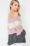 Womens Fashion Color Block in Mauve, Beige, and Grey Sweater off the Shoulders