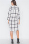 Womens Fashion Ivory & Black Plaid Shirt Dress