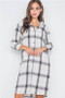 Womens Fashion Ivory & Black Plaid Shirt Dress