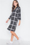 Womens Fashion Black Ivory Plaid Shirt Dress