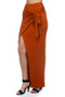 Womens Fashion High Low Wrap Skirt in Rust