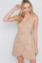Womens Fashion KHAKI SLEEVELESS V NECK WRAP MINI DRESS