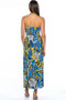 Womens Fashion Strapless Blue & Gold Dress