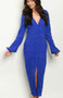 Womens Fashion Royal Blue Long Sleeve Dress