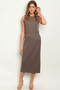 Womens Fashion Mocha Sleeveless Ripped Button Down Side Mocha Dress