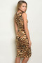 Womens Fashion Tiger Print Off Shoulder Design Bodycon Dress