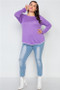 Plus Size Womens Fashion Soft to Touch Long Sleeve Lavender Knit with White Trim Top