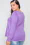 Plus Size Womens Fashion Soft to Touch Long Sleeve Lavender Knit with White Trim Top
