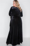 Womens Fashion Dressy Velvet Long Wrap Dress in Black
