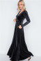 Womens Fashion Dressy Velvet Long Wrap Dress in Black