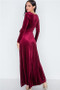 Womens Fashion Dressy Velvet Long Wrap Dress in Burgundy