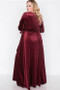 Womens Fashion Dressy Velvet Long Wrap Dress in Burgundy