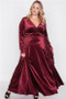 Womens Fashion Dressy Velvet Long Wrap Dress in Burgundy