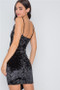 Womens Fashion Black Crushed Velvet Cami Bodycon Mini Dress