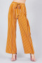 Womens Fashion Mustard and White Crepe Pinstripe Pants