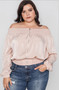 Womens Fashion Plus Size Off Shoulder Satin Top in Blush