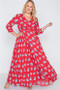 Womens Fashion Plus Size Red Floral Dress!