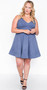 Womens Fashion Plus Size Dressy Dress in Cement Blue with Sparkle