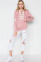 Womens Fashion Sporty Football Style Lace Up Sweater in Mauve!