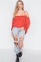 Womens Fashion Boho Chic Off Shoulder Top in Beautiful Rust Color