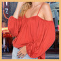 Womens Fashion Boho Chic Off Shoulder Top in Beautiful Rust Color