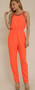 Womens Fashion Coral Jumpsuit/Romper with Jewel Embellishments for a truly Dressy Night out but in Comfort!