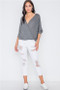 Womens Fashion Soft Front Knot Twist Drape Asymmetric Grey Top