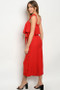 Womens Fashion Red Waist Tied Jumpsuit